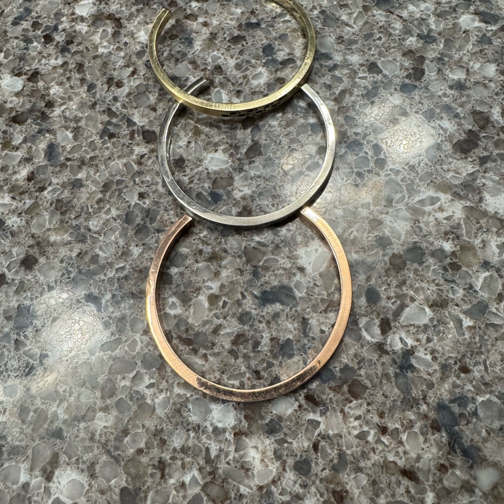 Elegant Gold, Silver, and Bronze Bangle Set